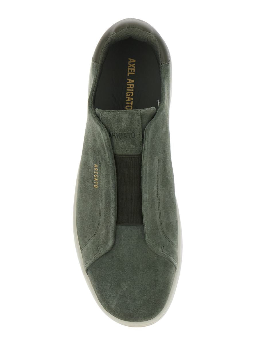 'Dice' Green Low Top Laceless Sneakers With Logo Lettering On The Side In Suede Man