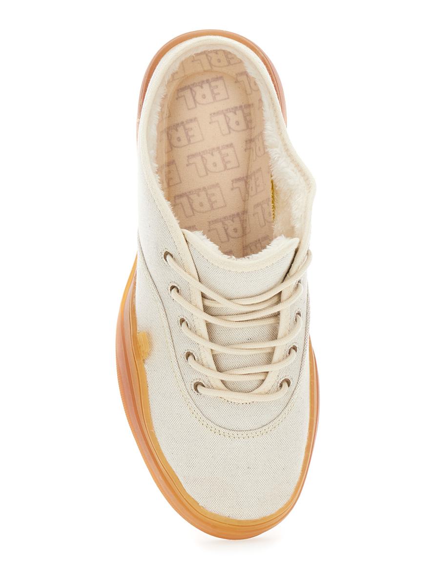 'Low Skate Mule' White Low Top Sneakers With Contrasting Sole In Cotton Man