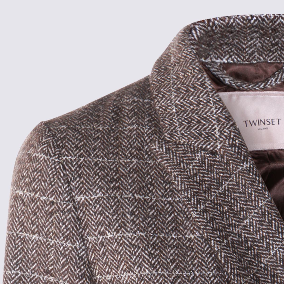 Twinset Brown Maxi Coat