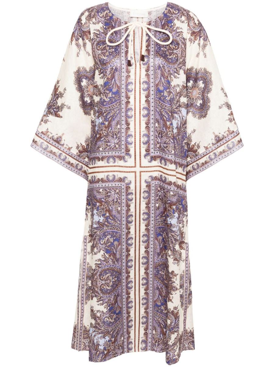 Zimmermann Paisley Print Linen Midi Dress