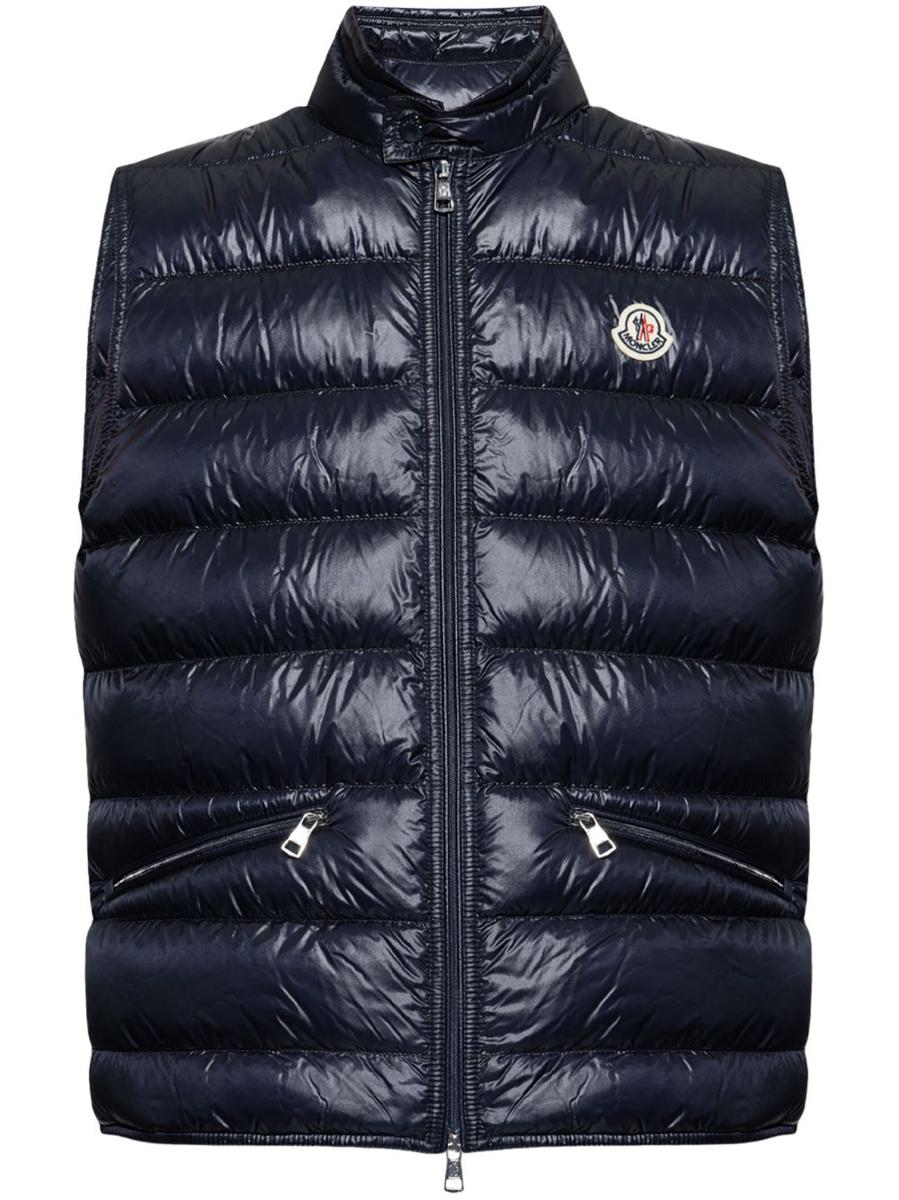 Moncler Blue Quilted Vest With Logo