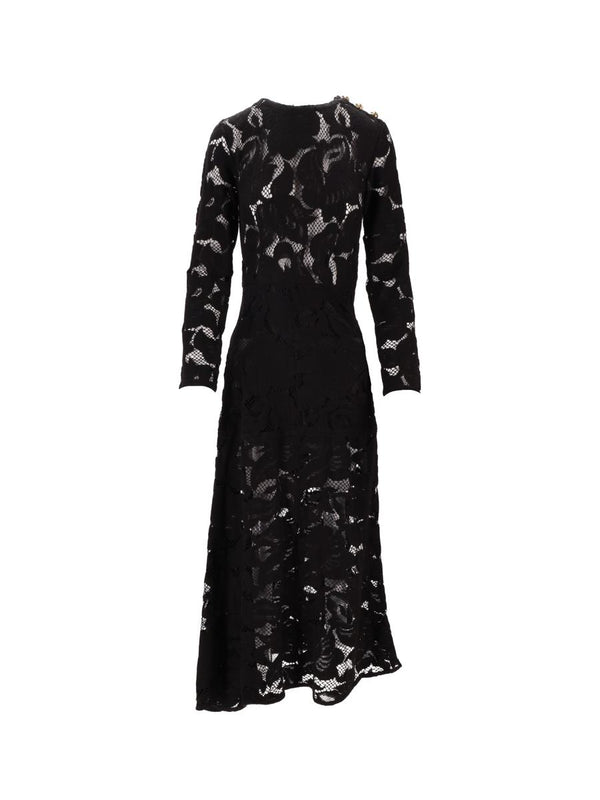 patou long sleeves lace midi dress