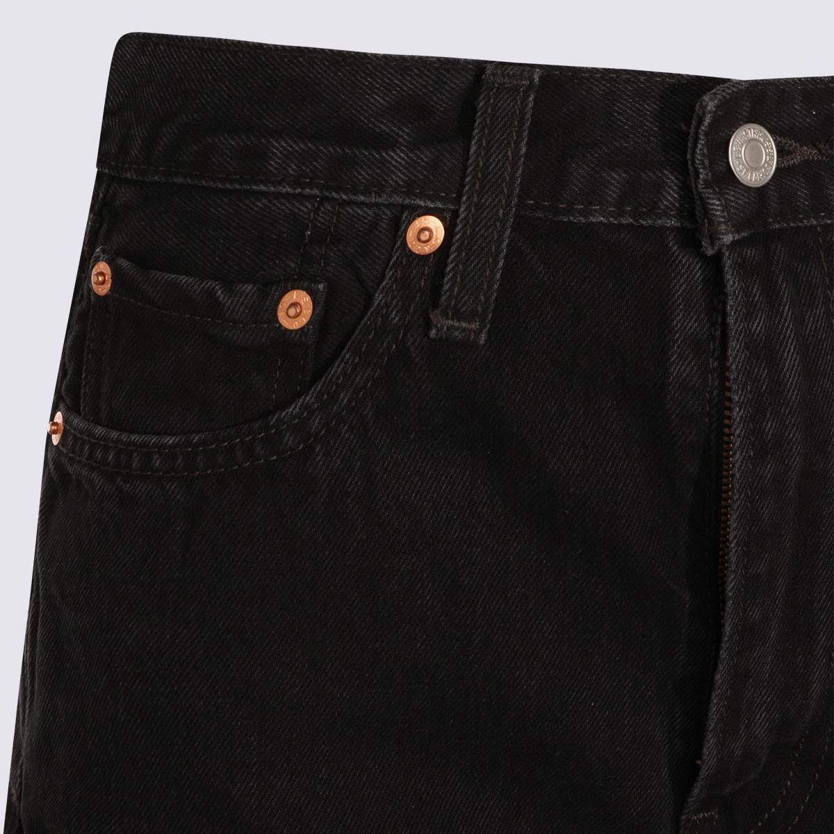 Levi'S Black Cotton Ribcage Wide Leg H223 Jeans