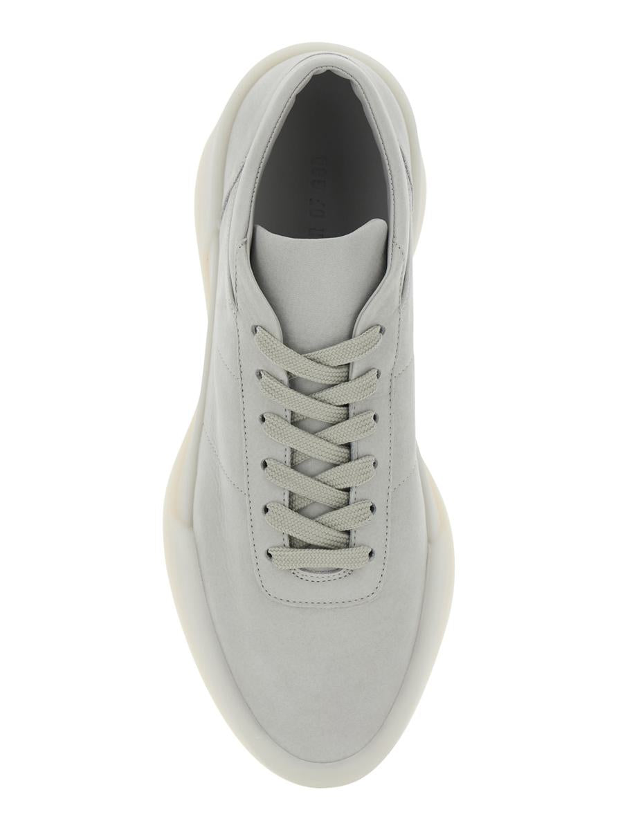 'Aerobic Low' Grey Low Top Sneakers With Logo Patch On The Rear In Leather Man