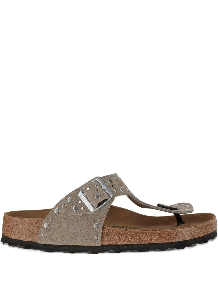 Birkenstock Gizeh Rivet Taupe, Suede Leather Shoes