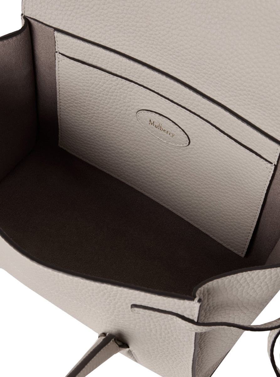 'Mini Bayswater' Beige Shoulder Bag With Laminated Logo In Leather Woman