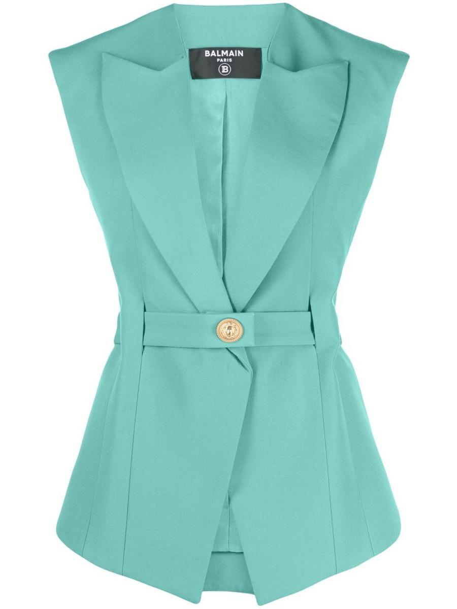 Balmain Sleeveless Belted Wool Jacket