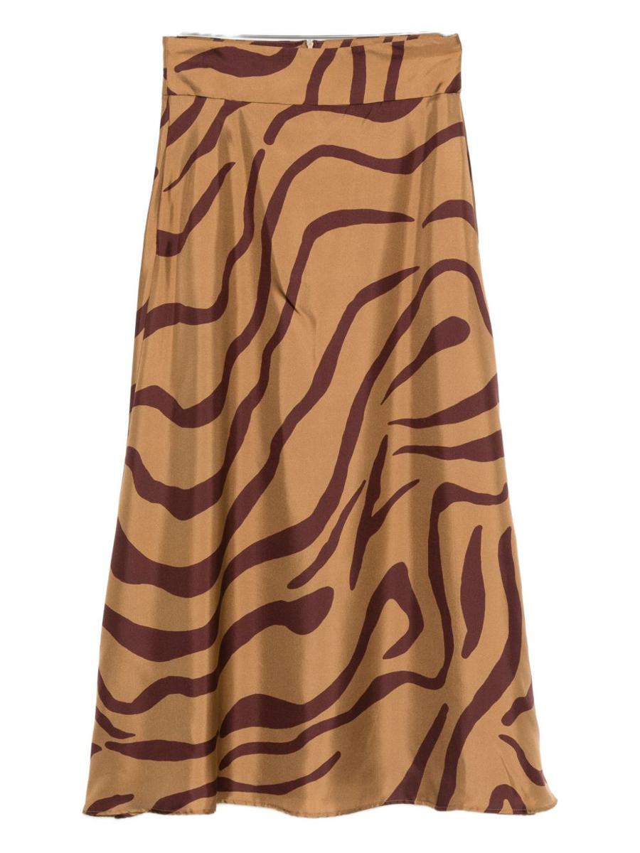 Raquel Diniz Zebra Silk Midi Skirt