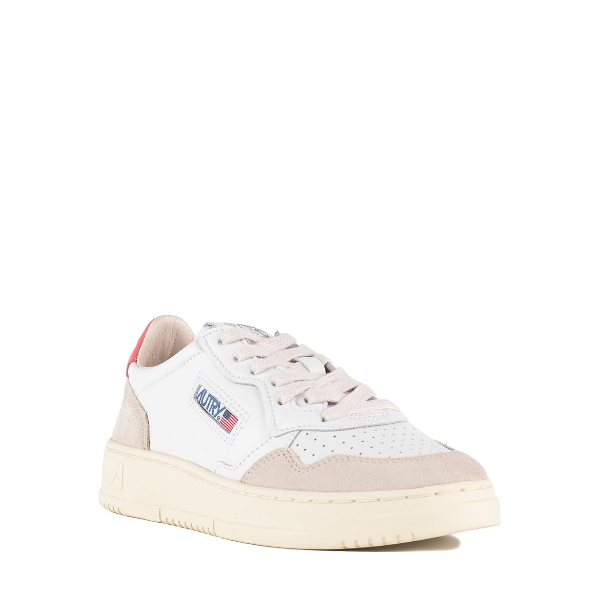 Autry Medalist Low Sneakers In Leather And Suede Color White And Tearose