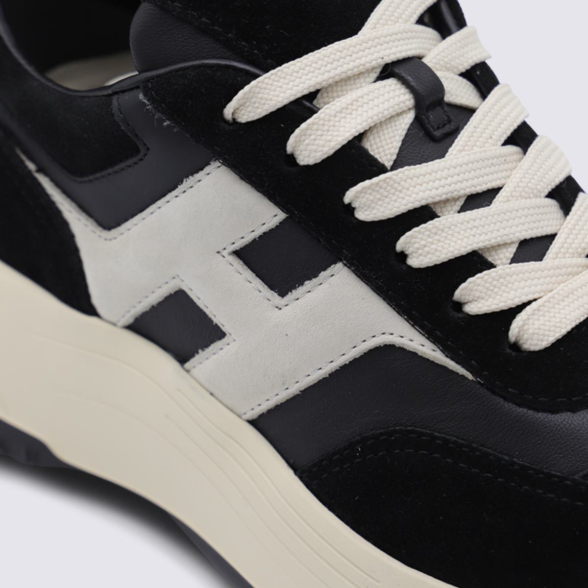Hogan Black And White Leather Sneakers