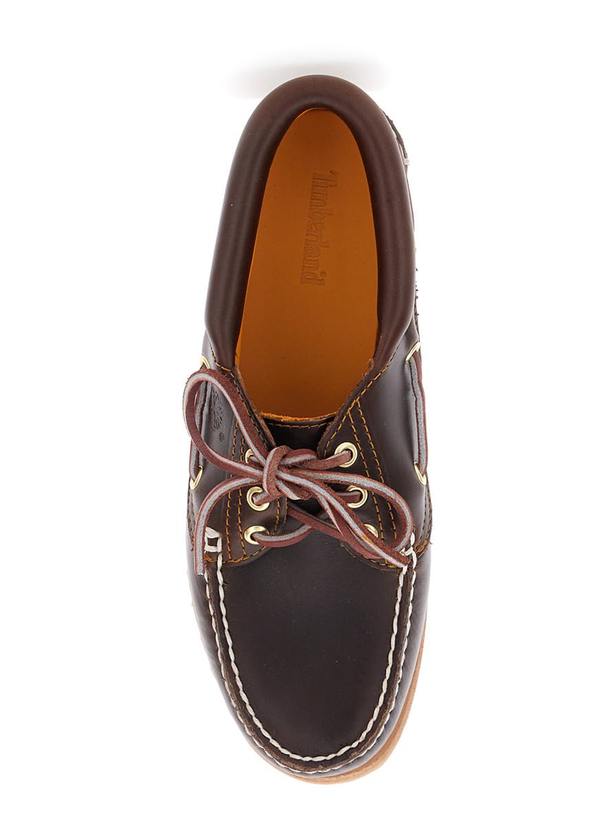 'Nordeen' Brown Loafers With Embossed Logo On The Side In Leather Woman