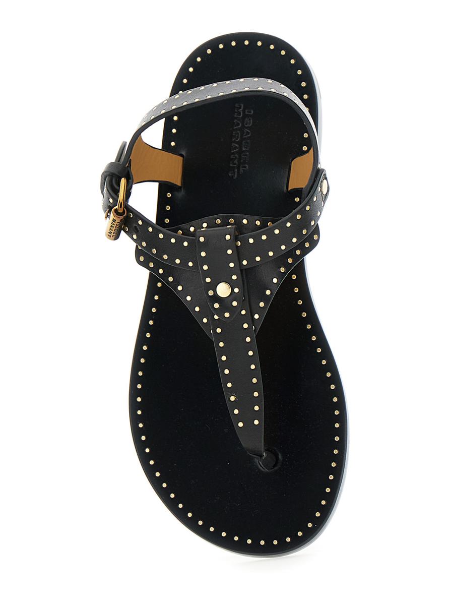 'Jooni' Black Sandals With Buckle Closure And Metal Studs In Leather Woman