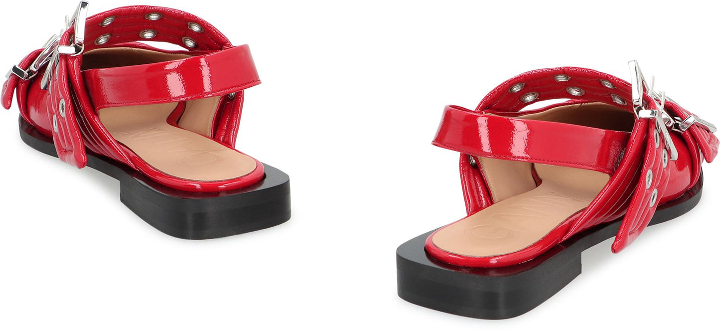 Ganni Feminine Buckle Faux Leather Slingback Pumps