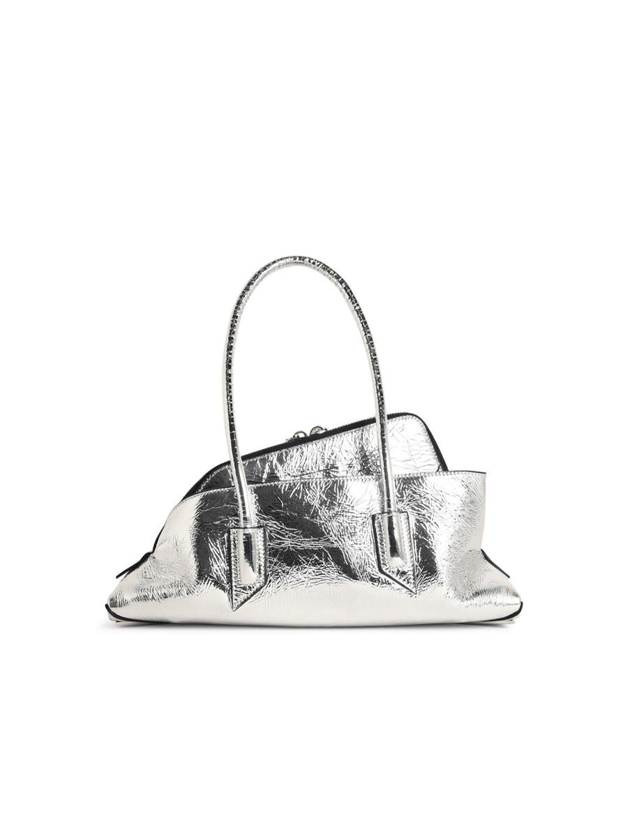 The Attico 'Top Handle La Passeggiata Small' Silver Leather Bag
