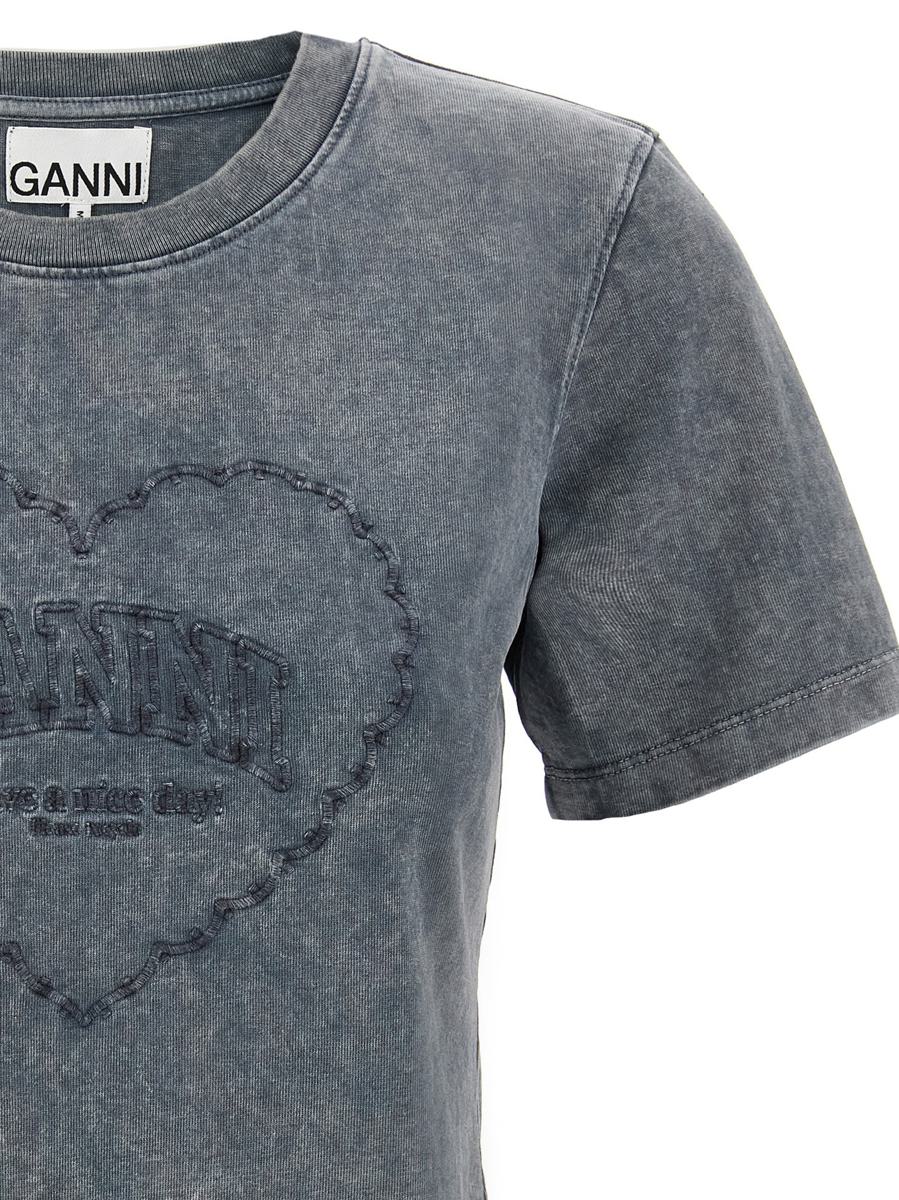 Ganni 'Grey Washed Heart' T-Shirt
