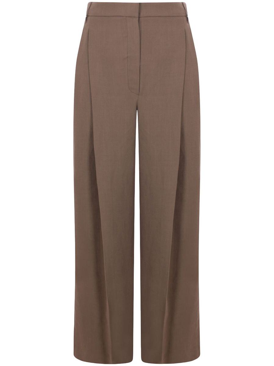 Brunello Cucinelli Wide Leg Pants In Brown