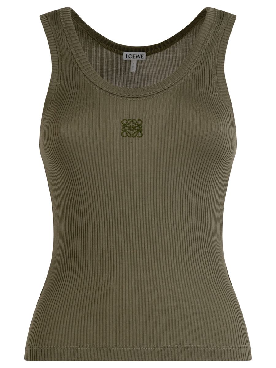 Loewe Anagram Ribbed Silk Tank Top Clothing