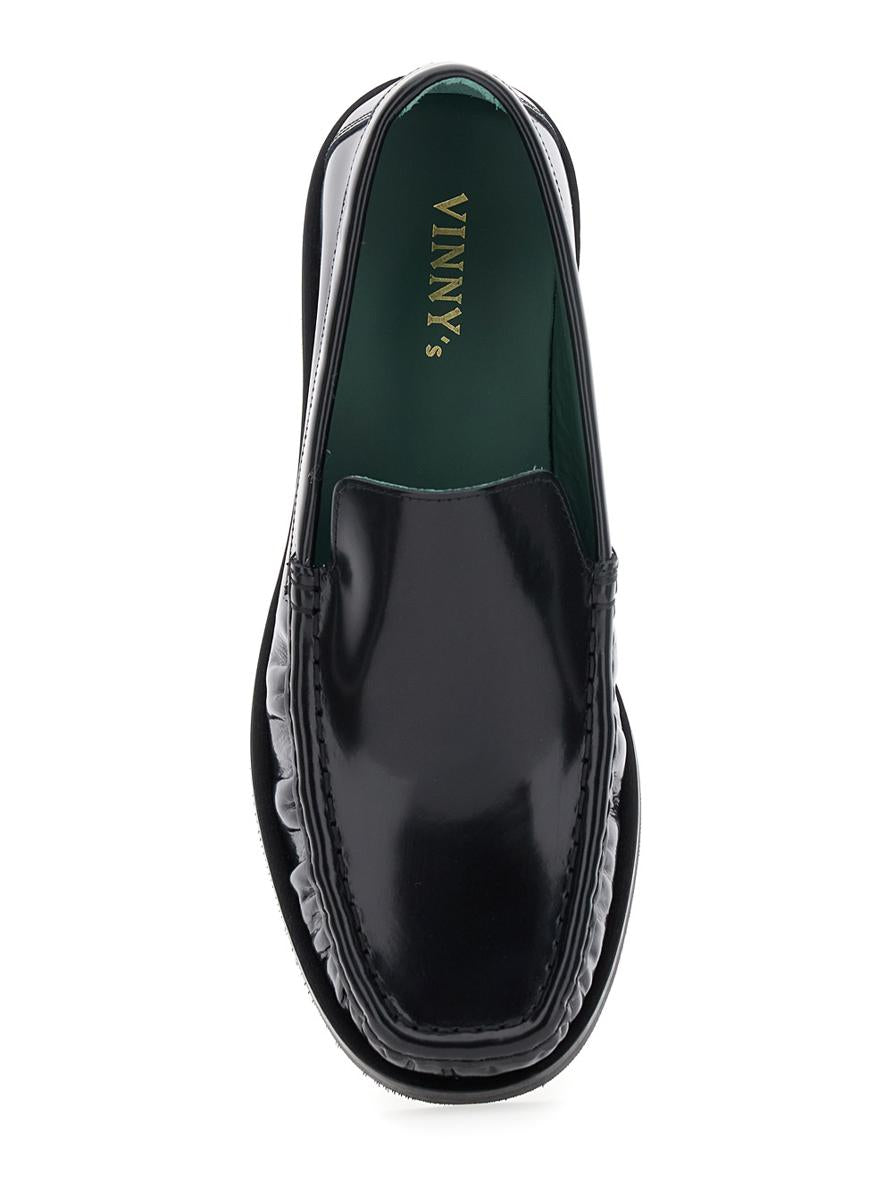 'Michel' Black Loafers With Almond Toe In Leather Man