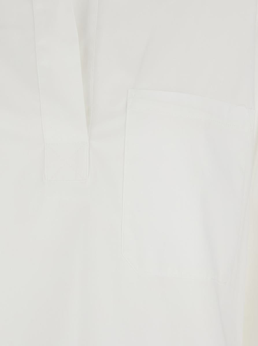 White Shirt With Polo Shirt Style Collar In Cotton Blend Woman