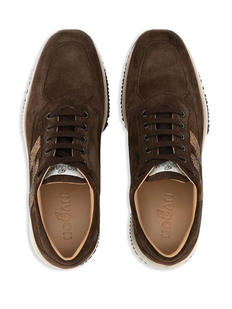 Hogan Interactive Suede Sneakers With Rhinestones Shoes