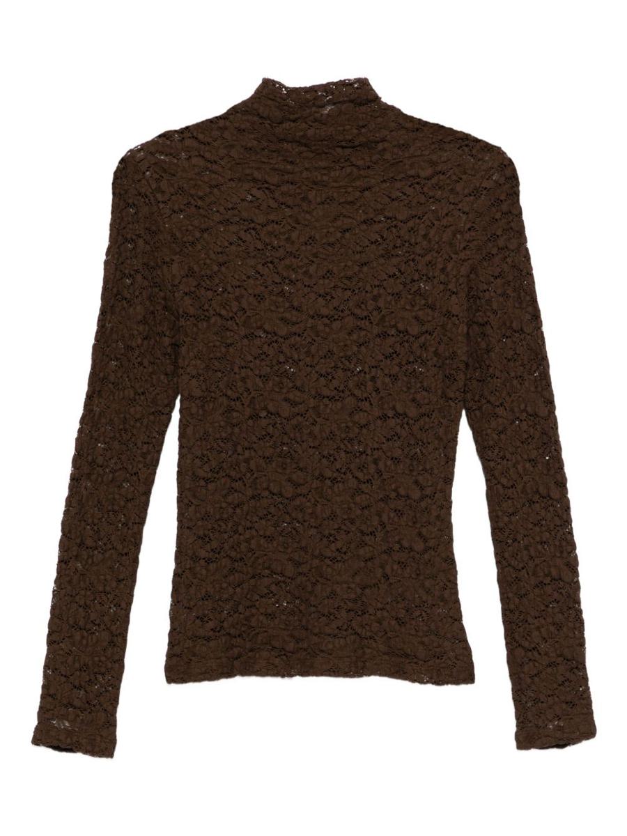 Seventy Brown Lace High-Neck Sweater