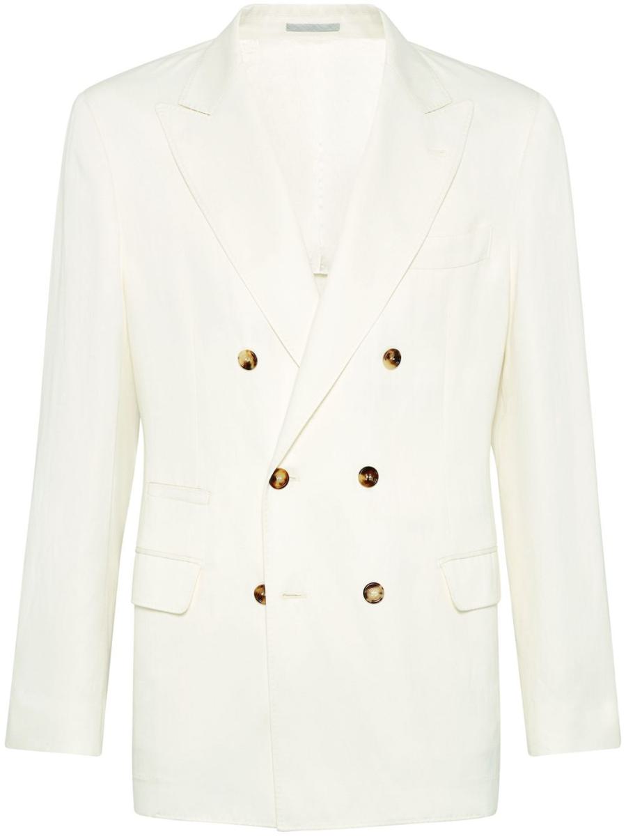 Brunello Cucinelli Linen Blend Double-Breasted Jacket