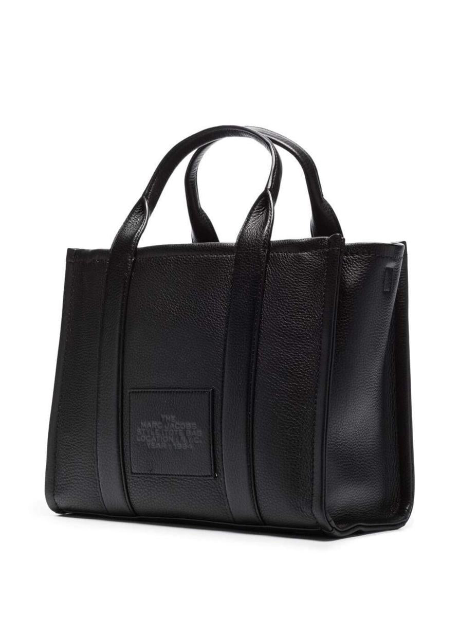 'The Small Tote Bag' Black Shoulder Bag With Logo In Grainy Leather Woman Marc Jacobs