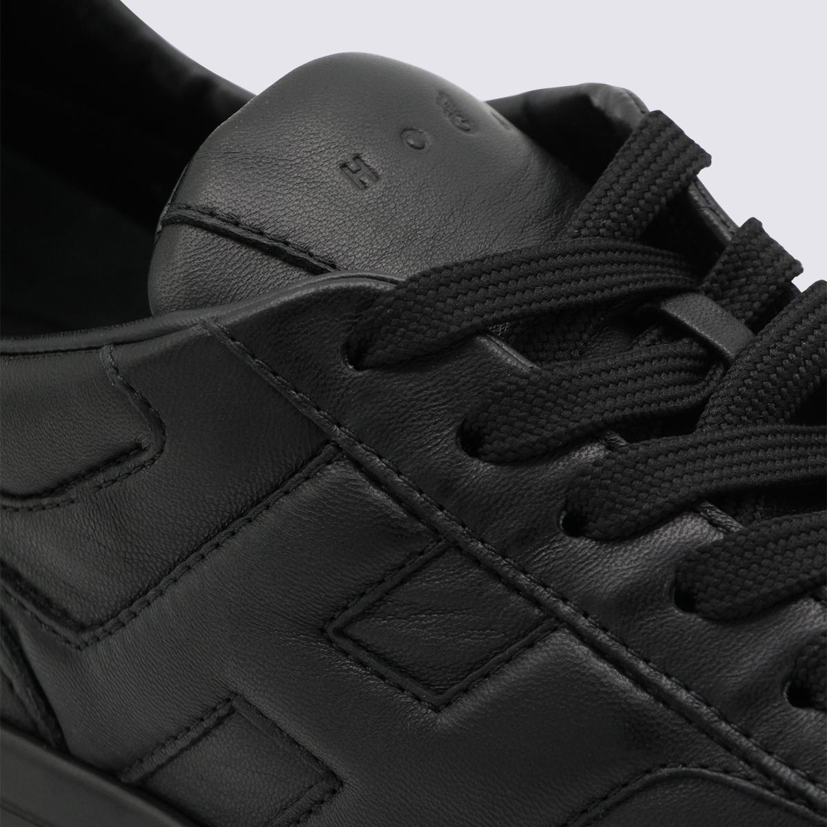 Hogan Black Leather Sneakers