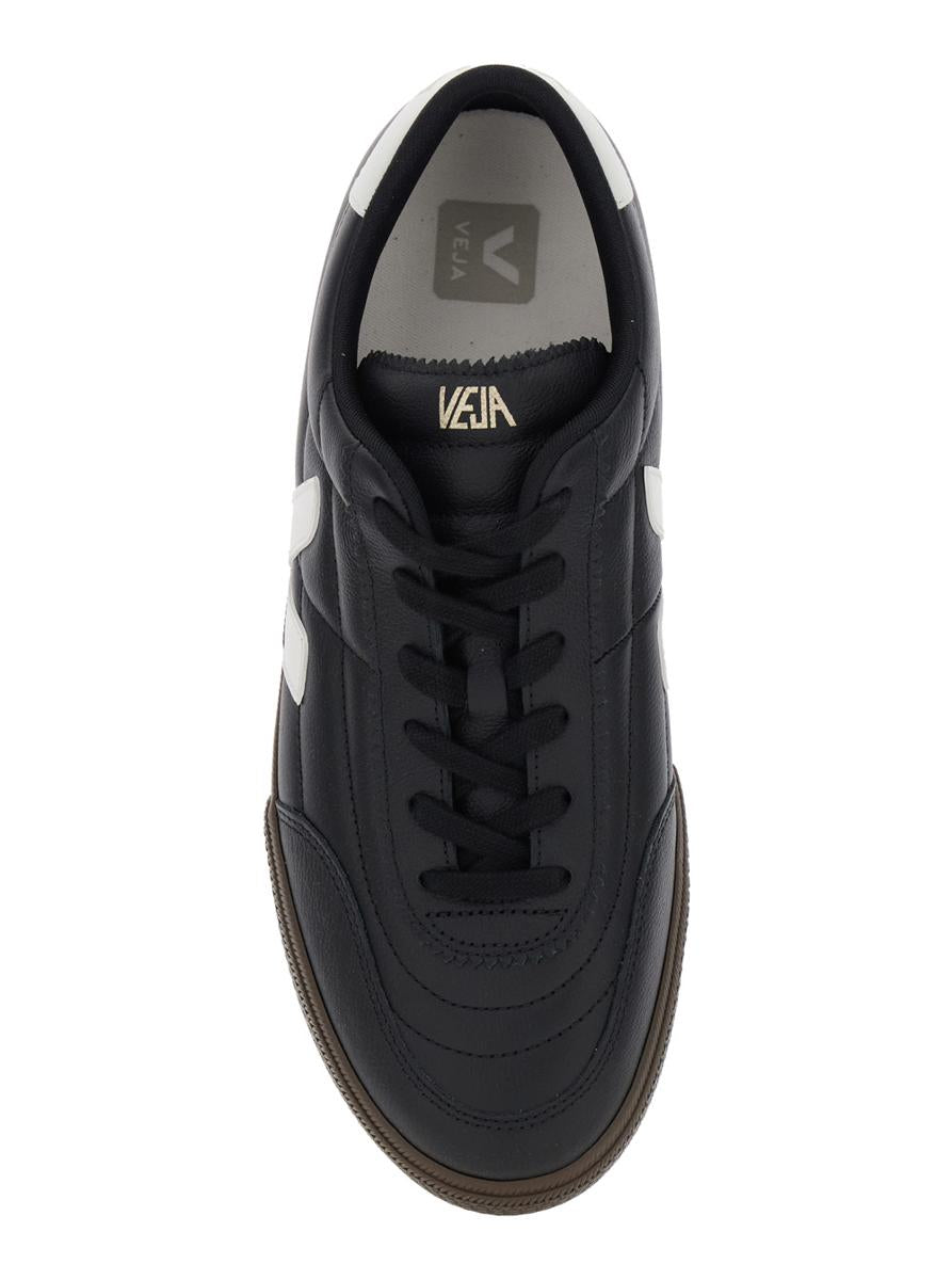 'Panenka' Black Sneaker With Logo On The Side And Contrasting Heel In Leather Unisex