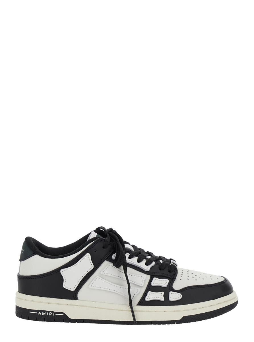 'Skel Top Low' Black And White Sneakers With Logo Patch On Thetongue And Contrasting Details On The Side In Leather Woman