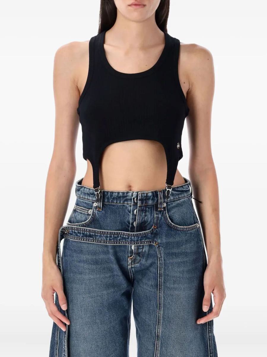 Jean Paul Gaultier Cotton Ribbed Bra With Lingerie Garter Clothing