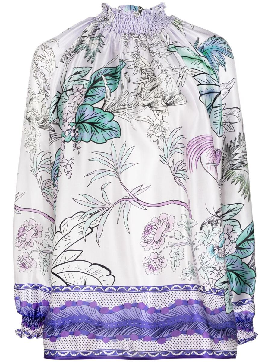 F.R.S. - For Restless Sleepers High Neck Printed Silk Blouse