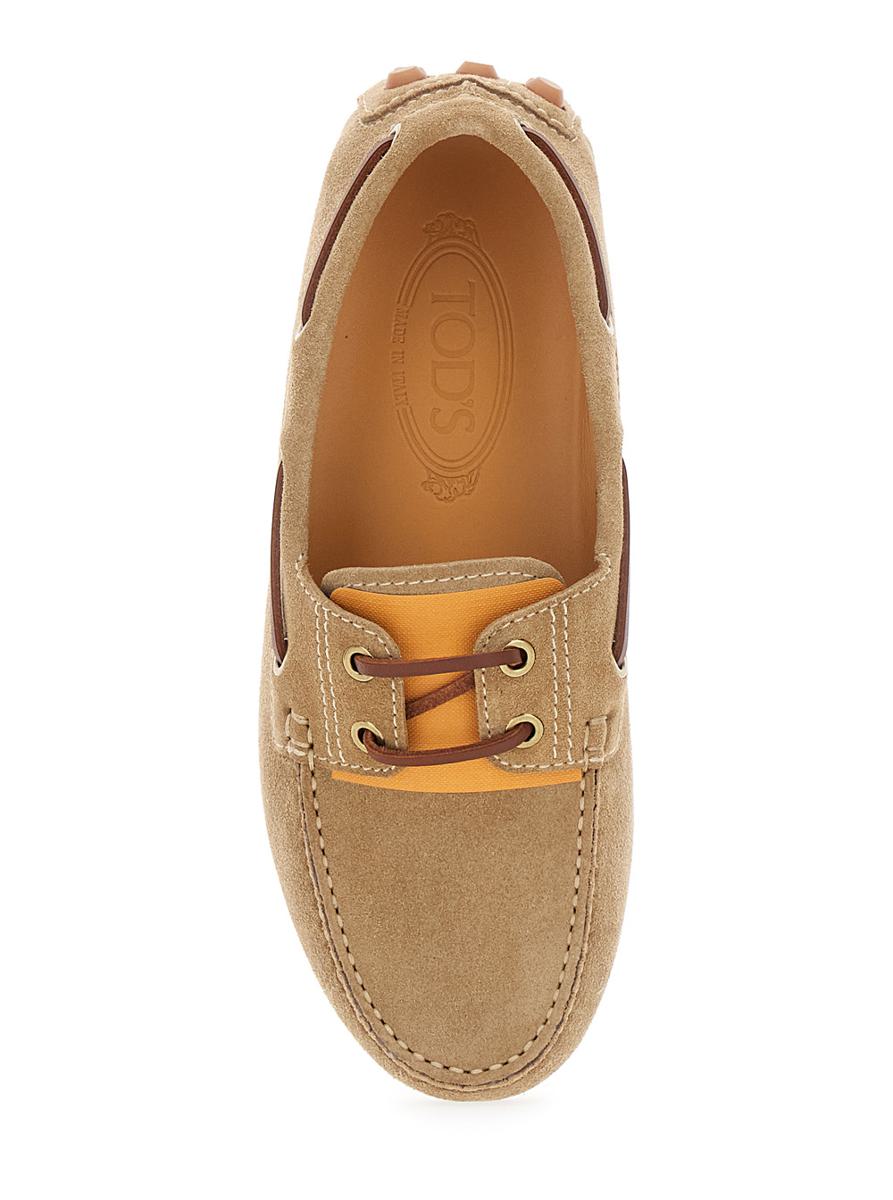 'Gommino' Beige Loafers With Woven Tie In Suede Woman