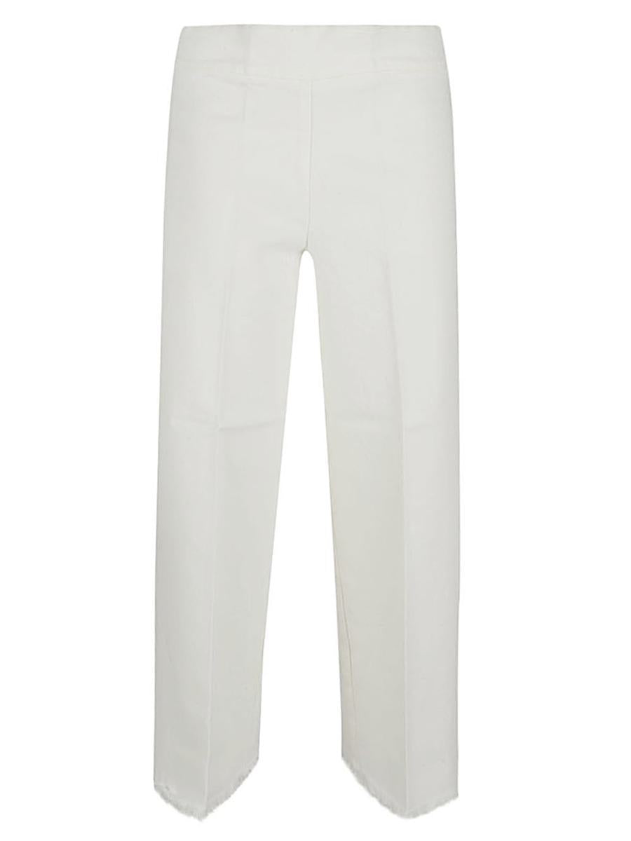 Avenue Montaigne Cropped Frayed Denim Trousers