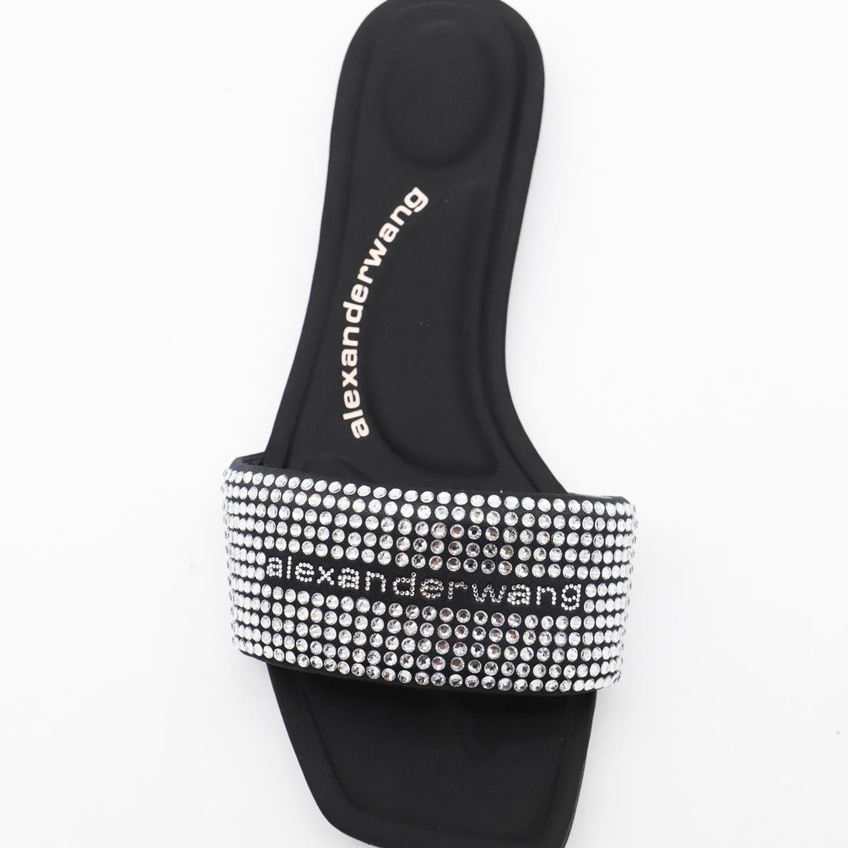 Alexander Wang Black And Silver Leather Sandals