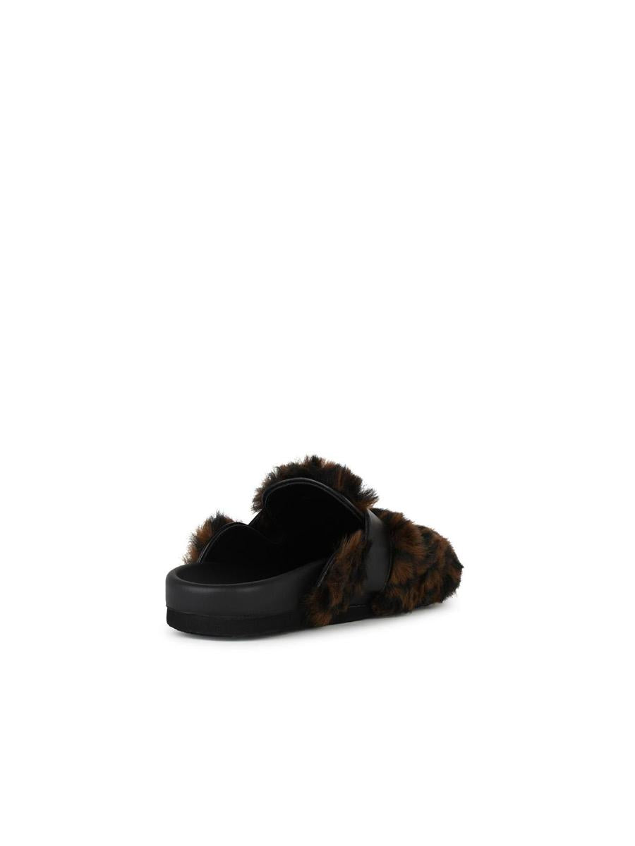 Moschino Brown Leather Blend Slippers