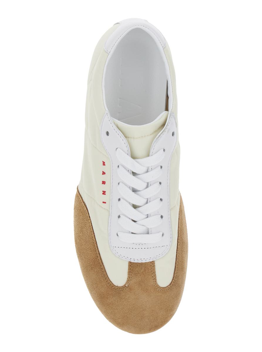 White Sneakers With Suede Details And Lettering Logo In Eco-Leather Woman