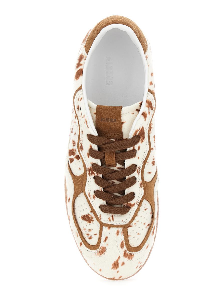 'Tb.490' Brown Low Top Sneakers With Embossed Logo On The Side And Perforated Details In Leather Woman