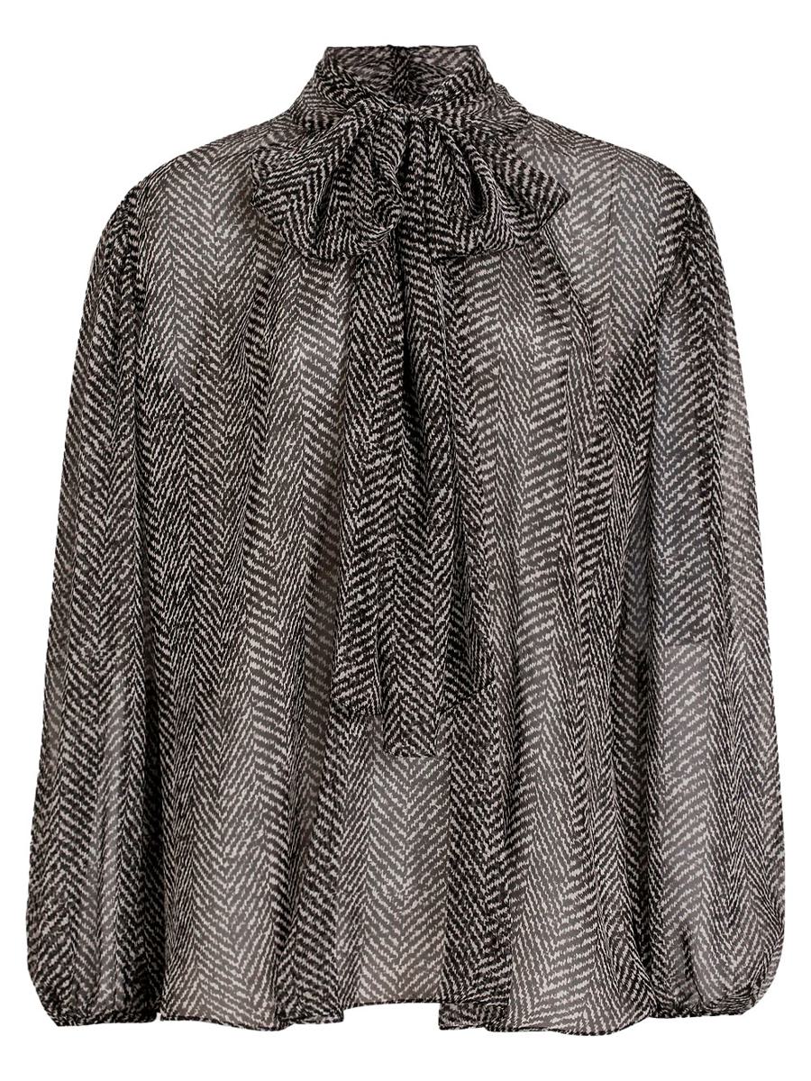 Dolce & Gabbana Chevron-Print Silk Chiffon Shirt Clothing