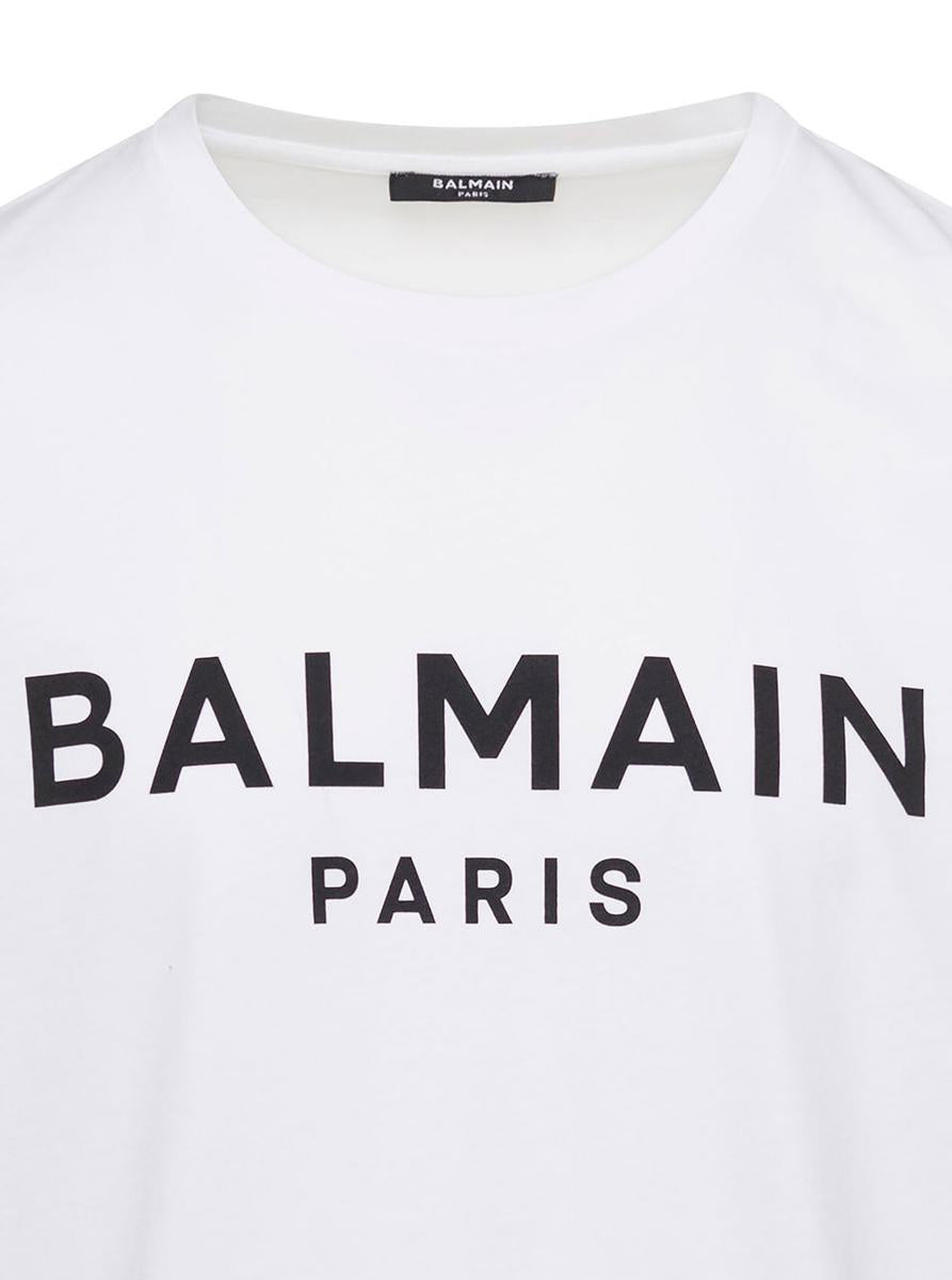 White Crewneck T-Shirt With Contrasting Logo Lettering Print In Cotton Man
