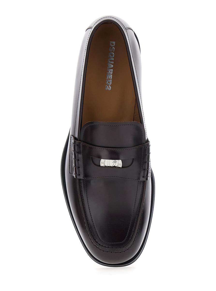 Bordeaux Loafers With Logo Plaque On The Front In Leather Man