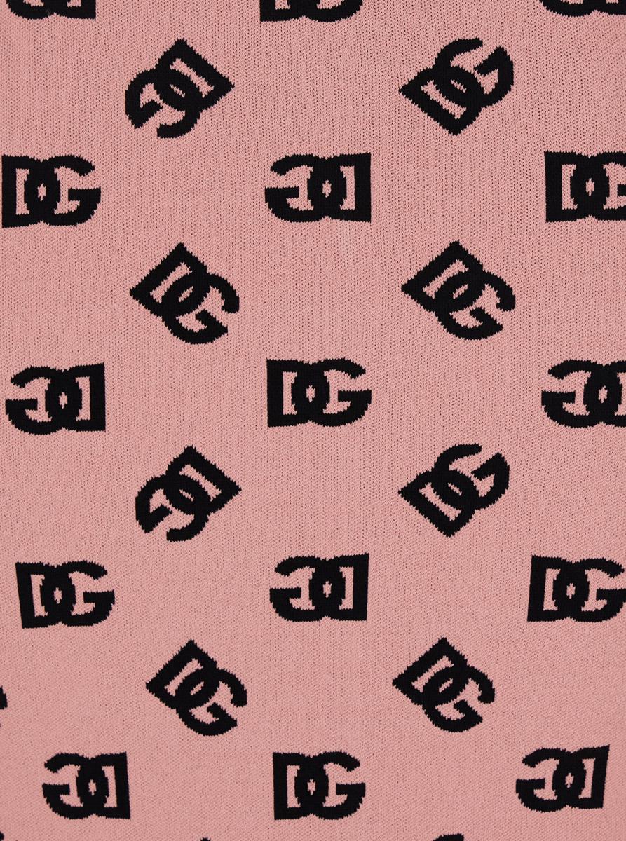 Pink Skirt With Pencil Design And All-Over Printed Dg Logo In Viscose Blend Woman