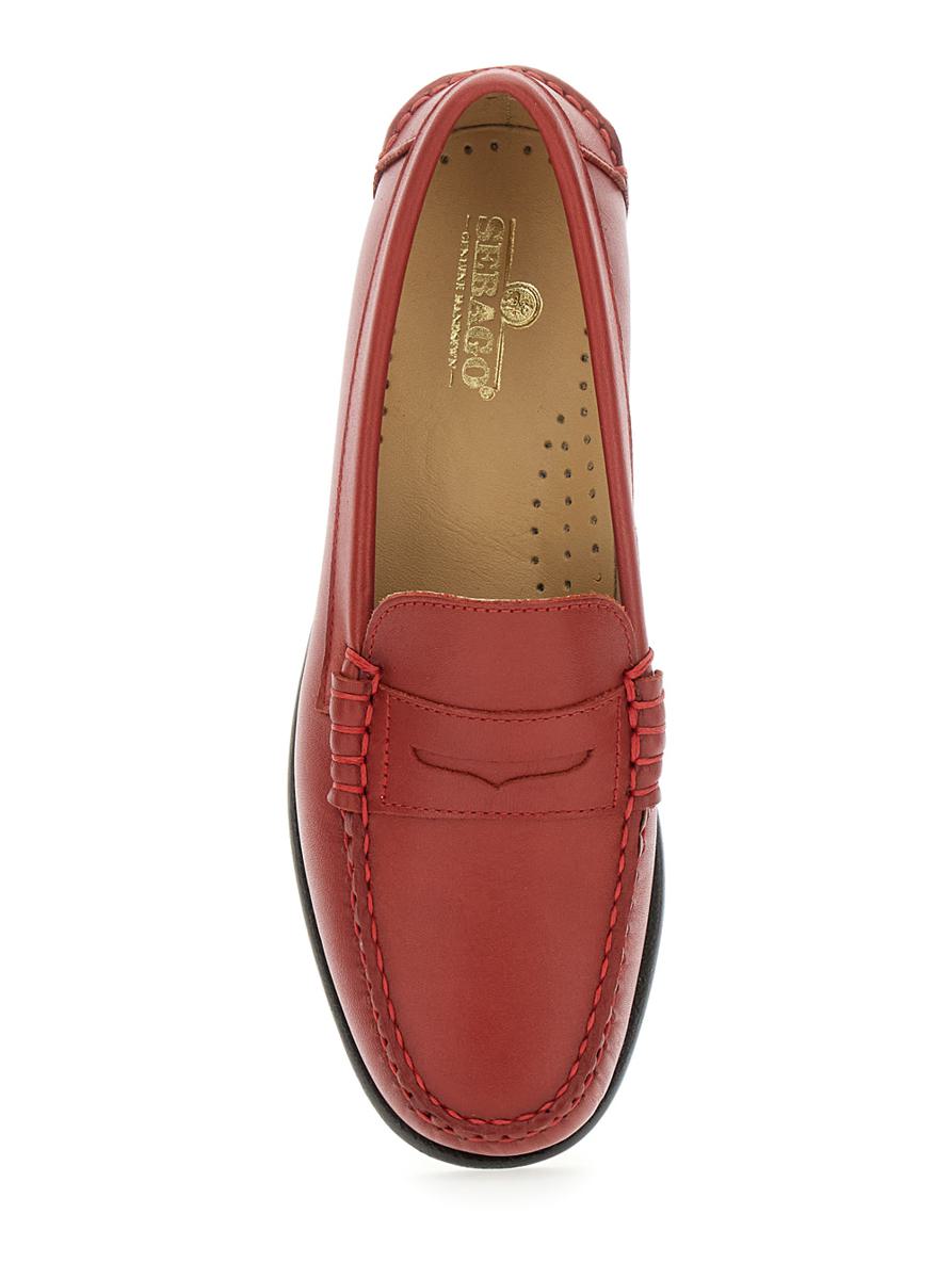 'Danielle Pop' Red Loafers With Bevelled Toe And Low Stacked Heel In Leather Woman