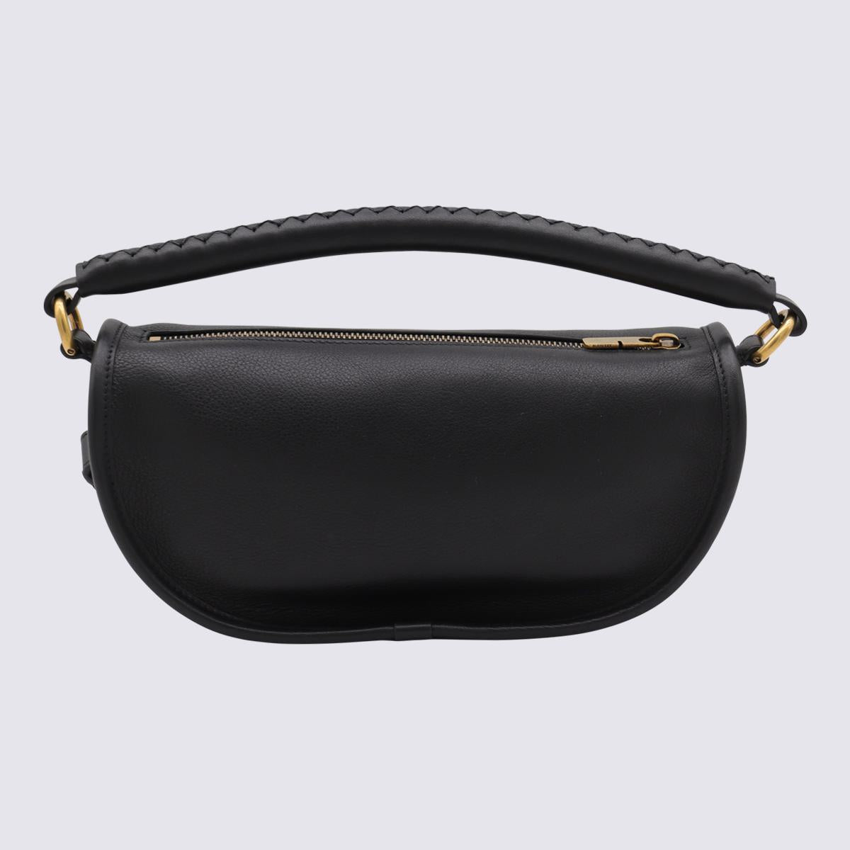 Burberry Black Leather Clip Shoulder Bag