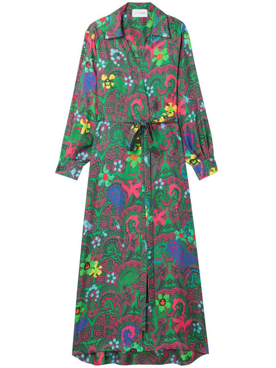 Az Factory Paisley Print Long Wrap Dress