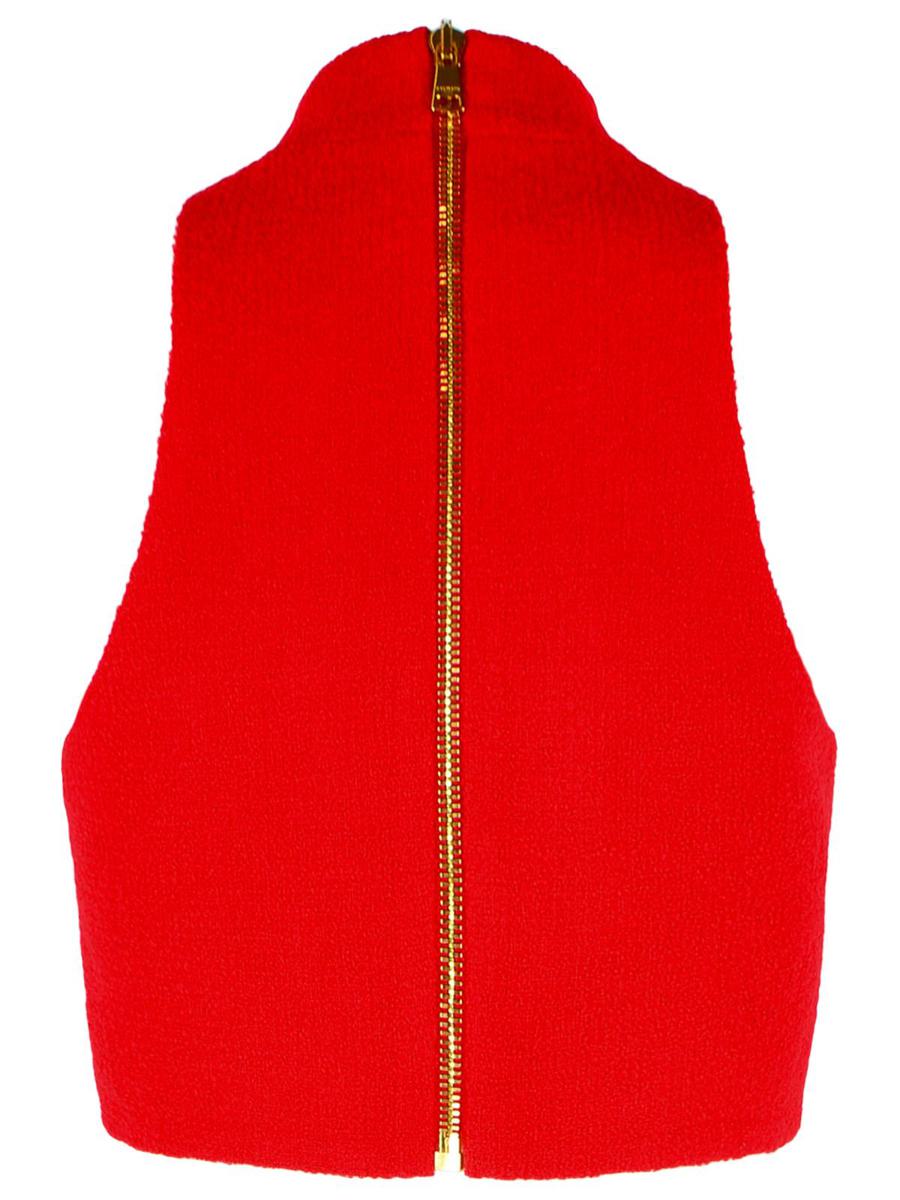 Balmain Red Virgin Wool Top