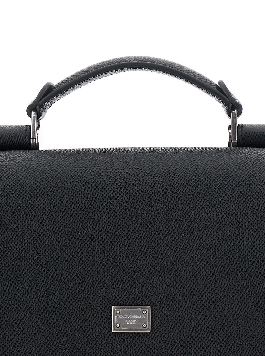 'Sicily' Black Crossbody Bag With Adjustable And Removable Shoulder Strap And Logo Plaque On The Front In Leather Man