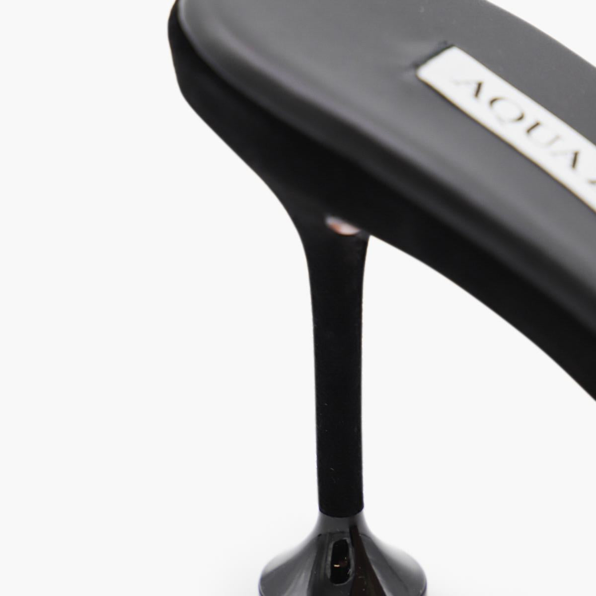 Aquazzura Black Leather Bisous Mule 85 Sandals