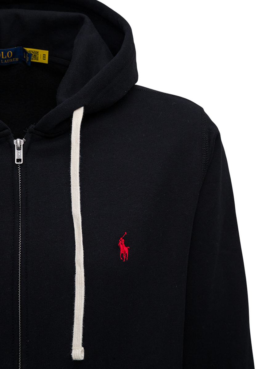 Black Cotton Hoodie With Logo