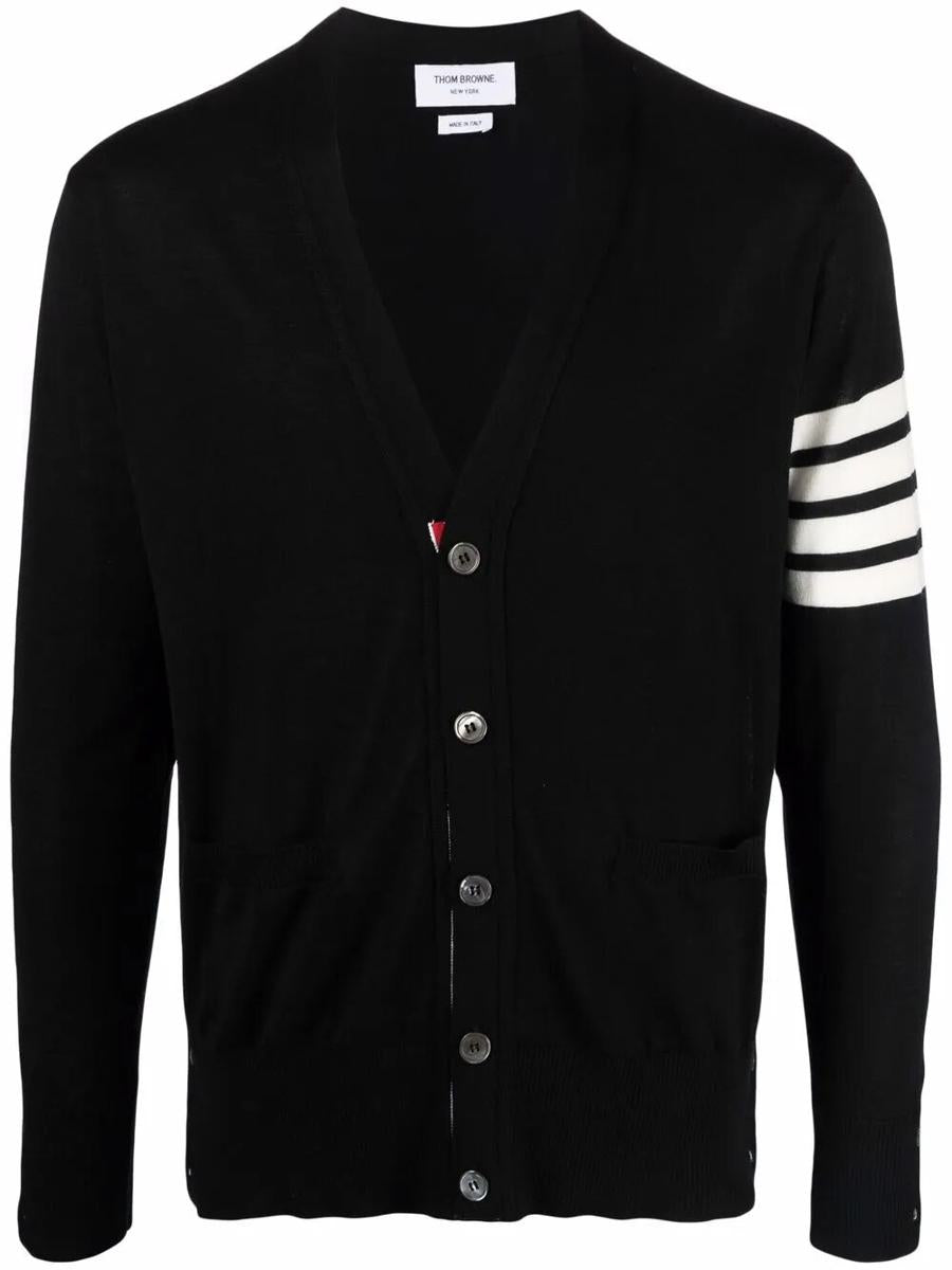 Thom Browne Classic V-Neck Cardigan In Fine Merino Wool With 4Bar Stripes Clothing